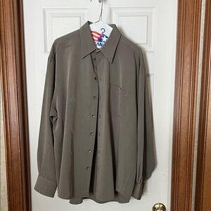 Kenneth Cole Men's Khaki Button-Up Shirt - Micro Suede